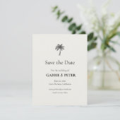 Palm Tree Typografy Clean Elegant Save the Date Einladung (Stehend Vorderseite)