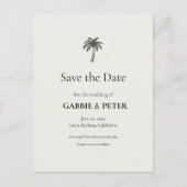 Palm Tree Typografy Clean Elegant Save the Date Postkarte (Vorderseite)