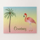 Palm Tree und Flamingo mit Ihrem Namen Puzzle (Horizontal)