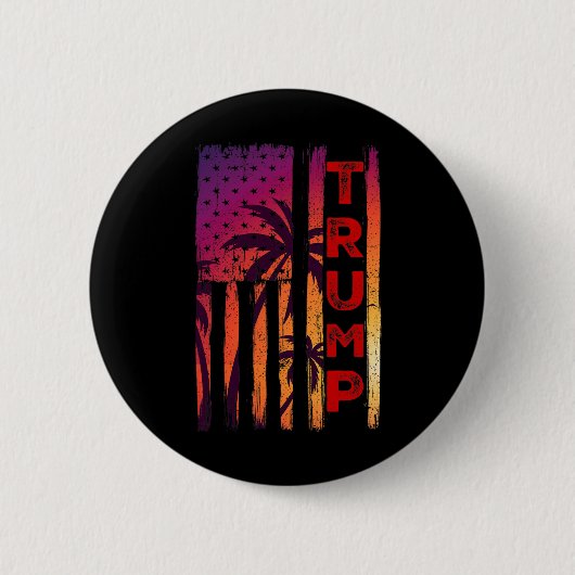 Palm Tree Vintag beängstigende amerikanische Flagg Button (Vorderseite)