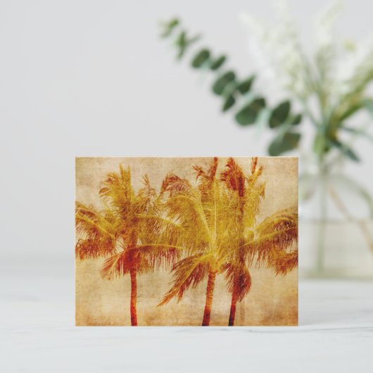 Palm Tree Vintag Postkarte (Stehend Vorderseite)