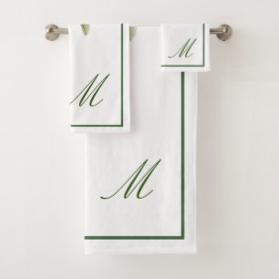 Palm Tree Vintag Tropical Elegant Monogram Badhandtuch Set