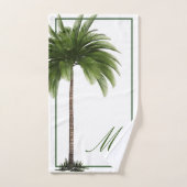 Palm Tree Vintag Tropical Elegant Monogram Badhandtuch Set (Handtuch)