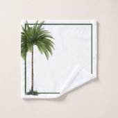Palm Tree Vintag Tropical Elegant Monogram Badhandtuch Set (Waschlappen)