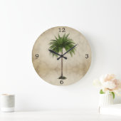 Palm Tree Vintag Tropical Elegante Große Wanduhr (Zuhause)
