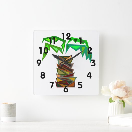 Palm Tree Wall Clock Quadratische Wanduhr (Zuhause)