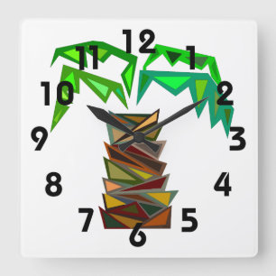 Palm Tree Wall Clock Quadratische Wanduhr