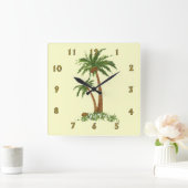 Palm Tree Wall Clock Quadratische Wanduhr (Zuhause)