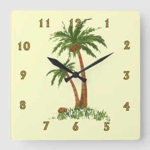 Palm Tree Wall Clock Quadratische Wanduhr