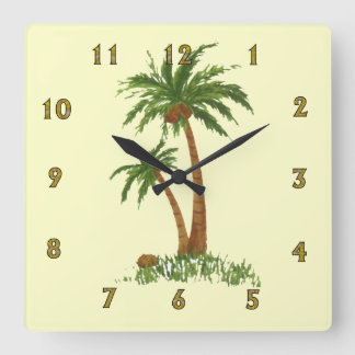 Palm Tree Wall Clock Quadratische Wanduhr