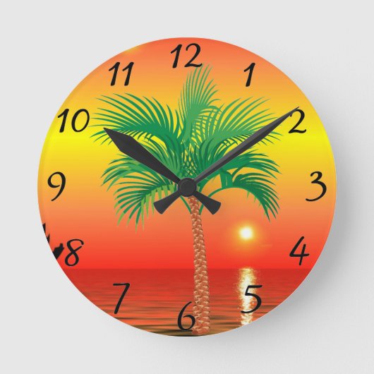 Palm Tree Wall Clock Runde Wanduhr (Vorderseite)