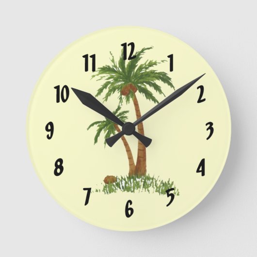 Palm Tree Wall Clock Runde Wanduhr (Vorderseite)