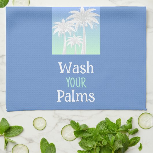Palm Tree Wash Ihre Palms Beach Island Blue Ombre Geschirrtuch (Gefaltet)