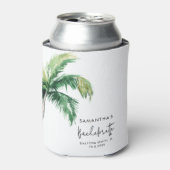 Palm Tree Wasserfarbe Personalisiert Bachelorette Dosenkühler (Kanne Vorderseite)