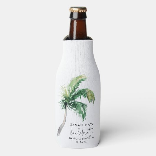 Palm Tree Wasserfarbe Personalisiert Bachelorette Flaschenkühler (Flaschenvorderseite)