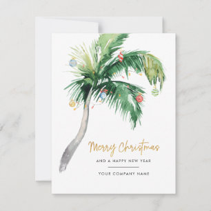 Palm Tree Watercolor Business Christmas Mitteilungskarte