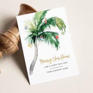 Palm Tree Watercolor Business Christmas Mitteilungskarte
