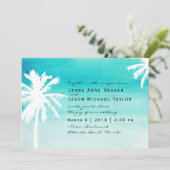 Palm Tree Watercolor Einladung zur Hochzeit (Stehend Vorderseite)