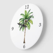 Palm Tree Watercolor Große Wanduhr (Winkel)