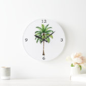 Palm Tree Watercolor Große Wanduhr (Zuhause)