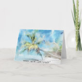 Palm Tree Watercolor Grußkarte Karte (Rückseite)