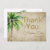 Palm Tree Watercolor Tropical Vielen Dank Postkarte (Vorne/Hinten)
