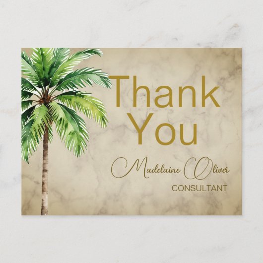 Palm Tree Watercolor Tropical Vielen Dank Postkarte (Vorderseite)