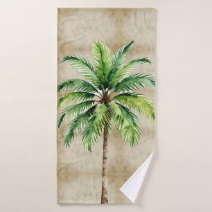 Palm Tree Watercolor Tropische Landschaft Badhandtuch Set
