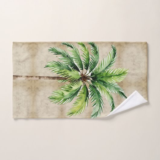 Palm Tree Watercolor Tropische Landschaft Badhandtuch Set (Handtuch)