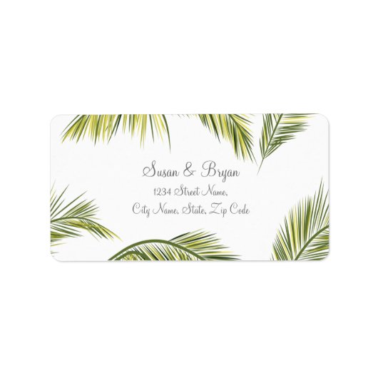 Palm Tree Wedding Address Label Adressaufkleber (Vorne)