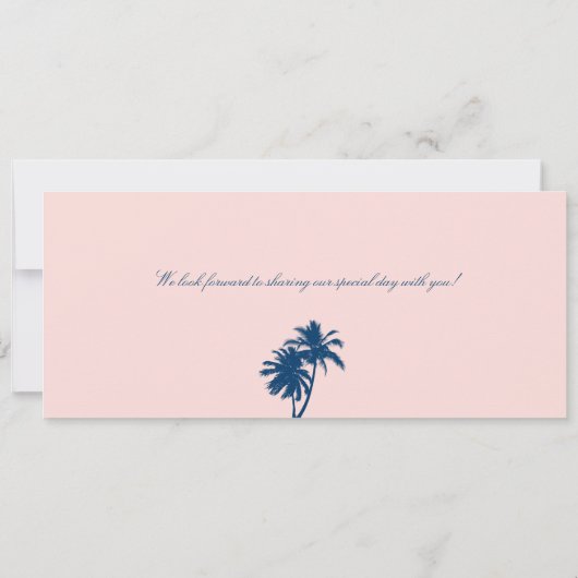Palm Tree Wedding Boarding Pass Einladung (Rückseite)