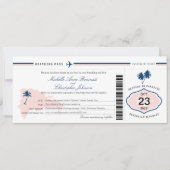 Palm Tree Wedding Boarding Pass Einladung (Vorderseite)