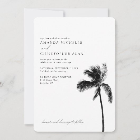 Palm Tree Wedding Custom Beach Foto Einladung (Vorderseite)