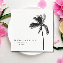 Palm Tree Wedding Modern Custom Cocktail Napkins Serviette