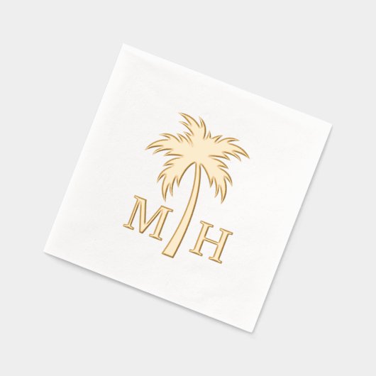 Palm Tree Wedding Monogram Servietten Mit Folie (Links)