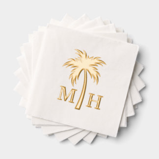 Palm Tree Wedding Monogram Servietten Mit Folie