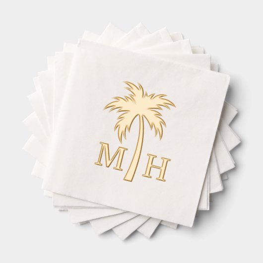 Palm Tree Wedding Monogram Servietten Mit Folie (Insitu (Gestapelt))