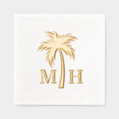 Palm Tree Wedding Monogram Servietten Mit Folie (Vorderseite)