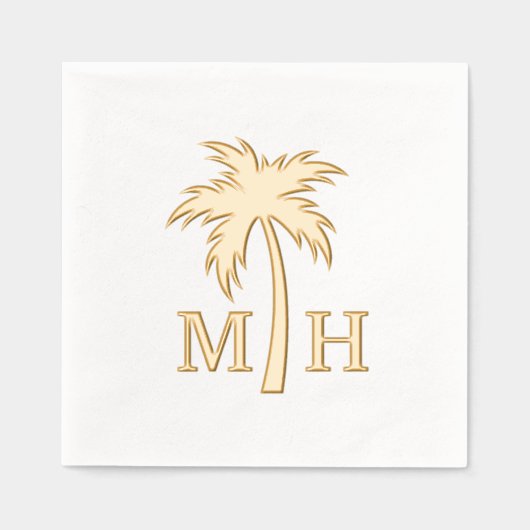 Palm Tree Wedding Monogram Servietten Mit Folie (Vorderseite)