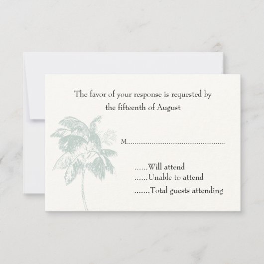 Palm Tree Wedding Response Card RSVP Karte (Vorderseite)