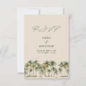 Palm Tree Wedding RSVP Tropical Destination coast Karte (Vorderseite)