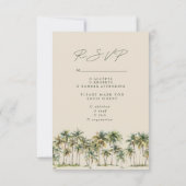 Palm Tree Wedding RSVP Tropical Destination coast Karte (Rückseite)