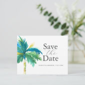Palm Tree Wedding Save the Date Postkarte (Stehend Vorderseite)