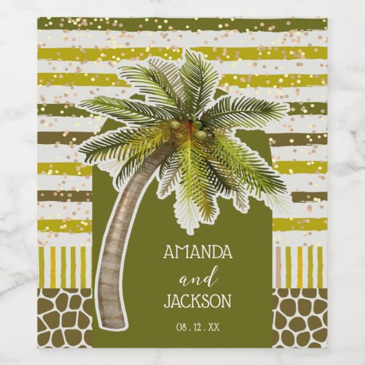 Palm Tree Wedding Weinetikett (Einzelnes Label)