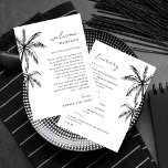 Palm Tree Wedding Welcome Letter Itinerary Card Einladung<br><div class="desc">Herzlich willkommen in Ihrer Hochzeit in Urlaubsort mit dieser Palm Tree Wedding Welcome Letter Itinerary Card. Mit handgezeichnet Palmen und eleganten handgeschriebenen Schriftzeichen ist diese Karte ideal für tropische Hochzeiten oder Strandaufführungen. Lassen Sie sich von Ihrem Ausflug und einem herzlichen Willkommensbrief verzaubern, um Ihre Gäste durch die Feste zu führen...</div>