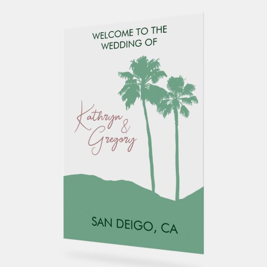 Palm Tree Wedding Willkommen Acrylschild (Winkel)