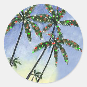Palm Tree Weihnachten - Geschenketiketten Runder Aufkleber