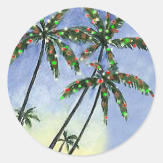 Palm Tree Weihnachten - Geschenketiketten Runder Aufkleber
