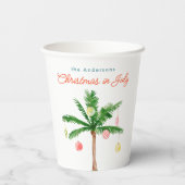 Palm Tree Weihnachten im Juli Sommer Party Waterco Pappbecher (Rückseite)