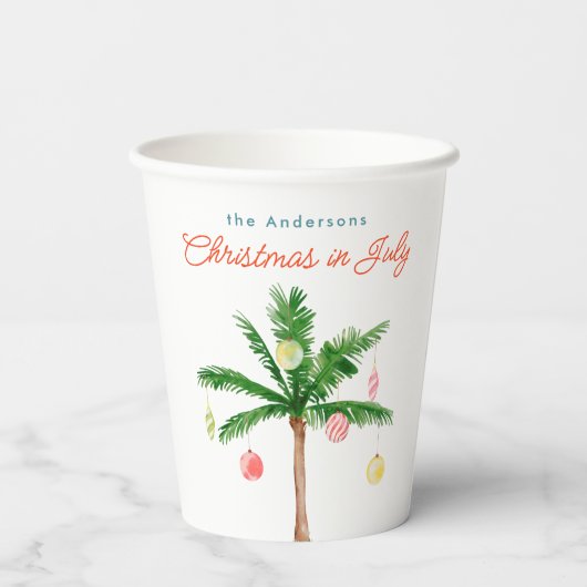 Palm Tree Weihnachten im Juli Sommer Party Waterco Pappbecher (Rückseite)